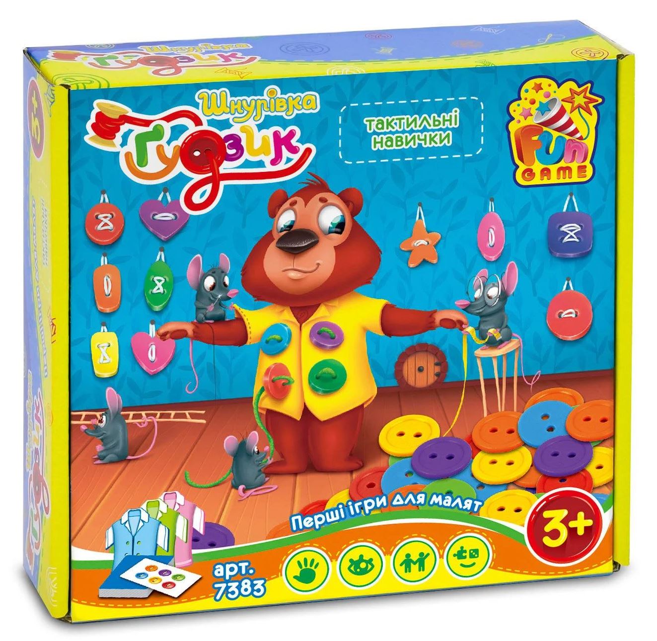 4 Fun Game Club Lacing & Button Board Game 7383
