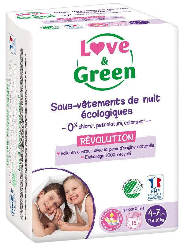 Love & Green Baby Pull-Up Diaper Pants for Ages 4-7, 17-30 kg, 15 pcs