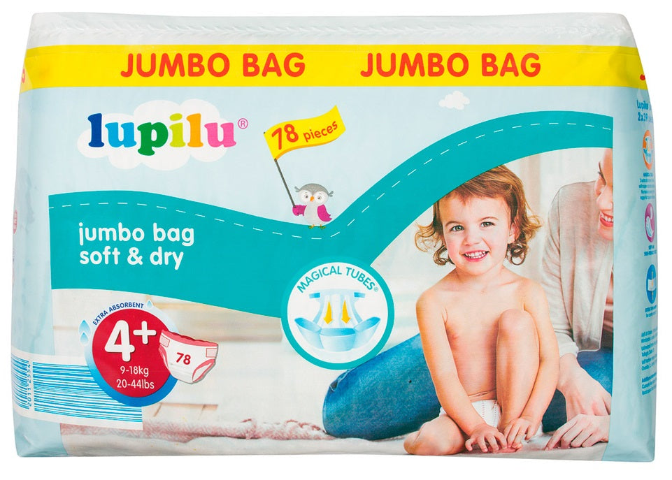 Lupilu Soft & Dry Jumbo Bag 4+ Baby Diapers, 78 pcs, 9-18 kg
