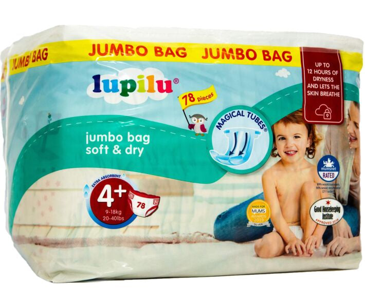 Lupilu Soft & Dry Jumbo Bag 4+ Baby Diapers, 78 pcs, 9-18 kg - Image 2