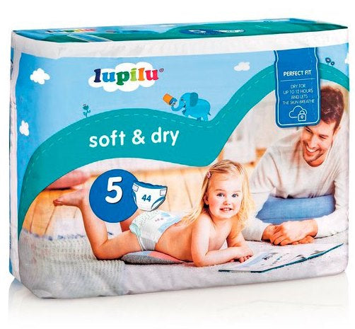 Lupilu Soft & Dry 5 Baby Diapers, 44 pcs, 11-23 kg