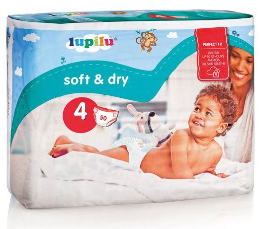 Lupilu Soft & Dry 4 Baby Diapers, 50 pcs, 8-16 kg