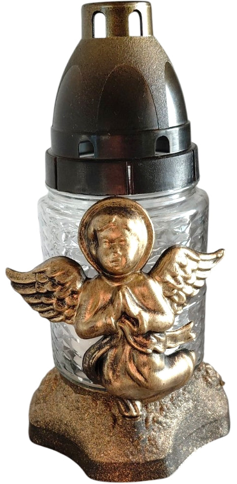 Transparent Vigil Lamp with Angel Decor