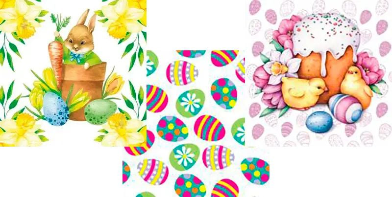 Silken Easter Table Napkins, 33 x 33 cm, 2-Ply, 12 pcs, Assorted - Image 4