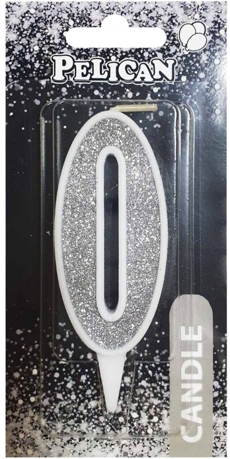 Pelican Silver Number 0 Cake Candle 867020