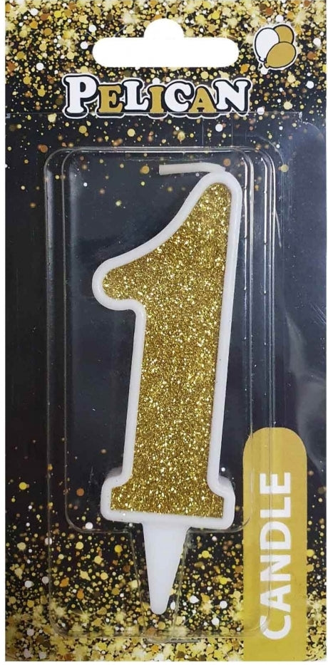 Pelican Gold Number 1 Cake Candle 867011