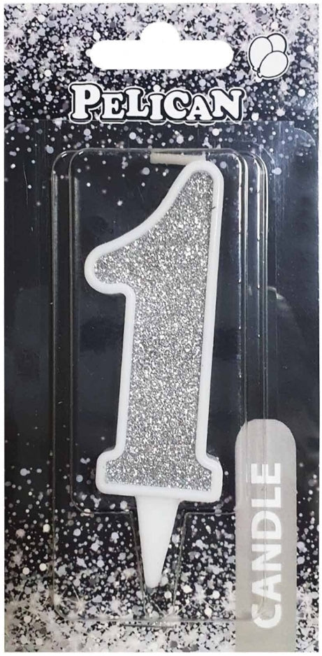 Pelican Silver Number 1 Cake Candle 867021