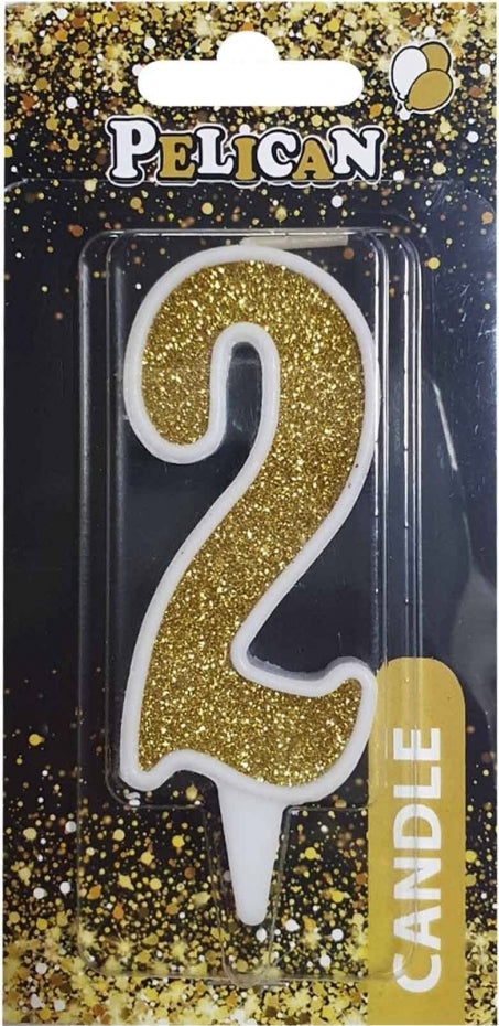 Pelican Gold Number 2 Cake Candle 867012