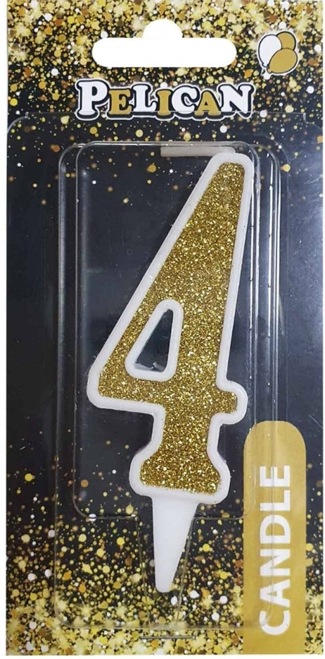 Pelican Gold Number 4 Cake Candle 867014