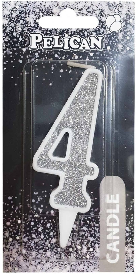 Pelican Silver Number 4 Cake Candle 867024
