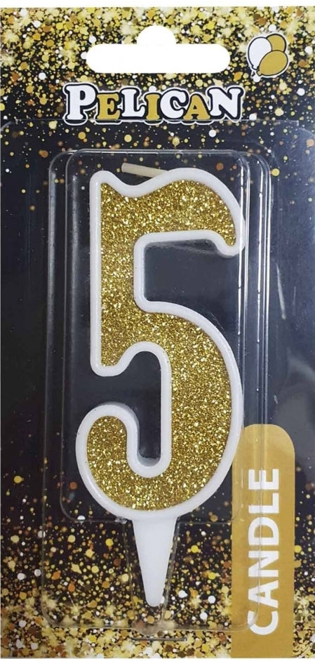 Pelican Gold Number 5 Cake Candle 867015