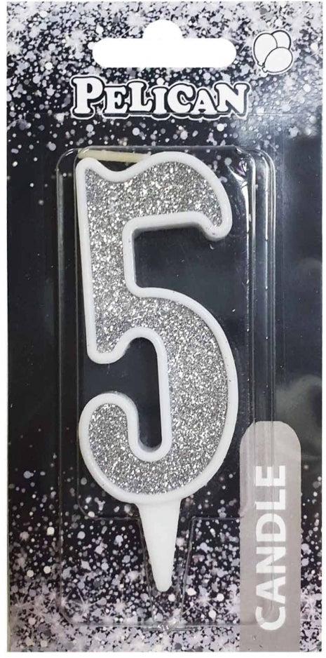 Pelican Silver Number 5 Cake Candle 867025