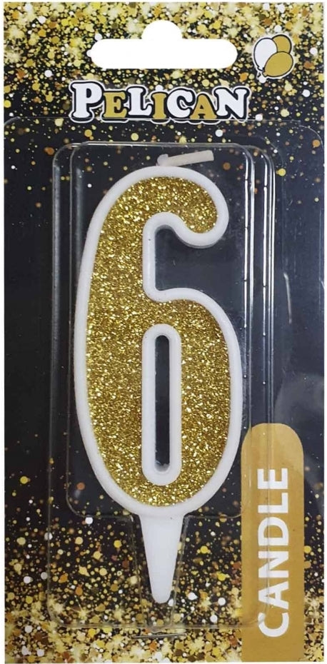Pelican Gold Number 6 Cake Candle 867016