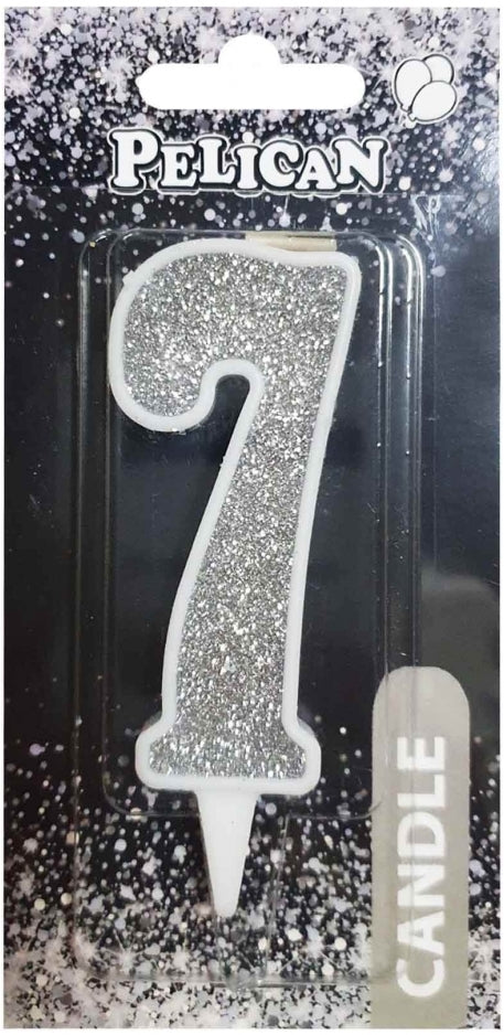 Pelican Silver Number 7 Cake Candle 867027
