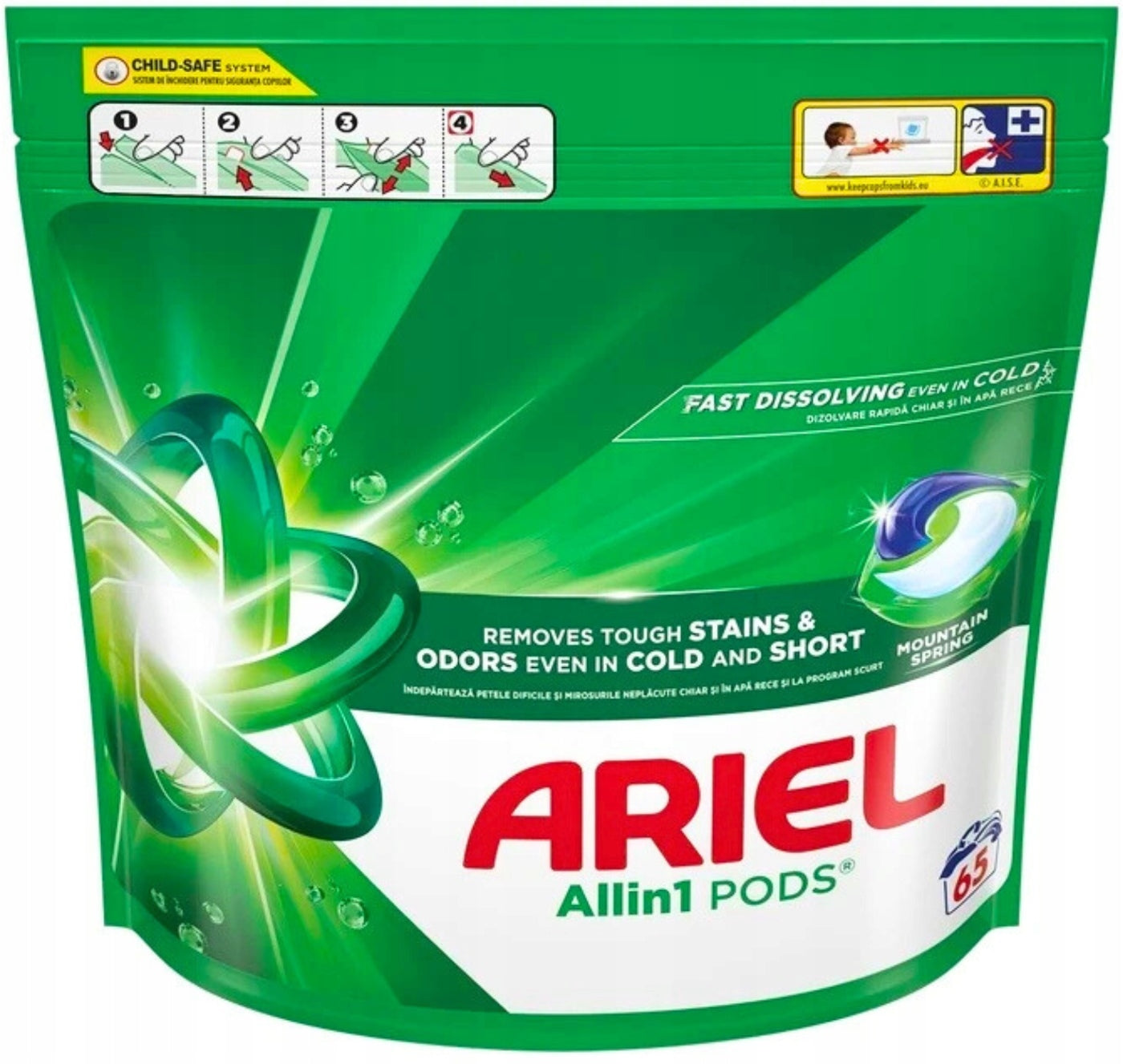 Ariel Mountain Spring Laundry Detergent Pods, 65 pcs (Price per 1 pc)