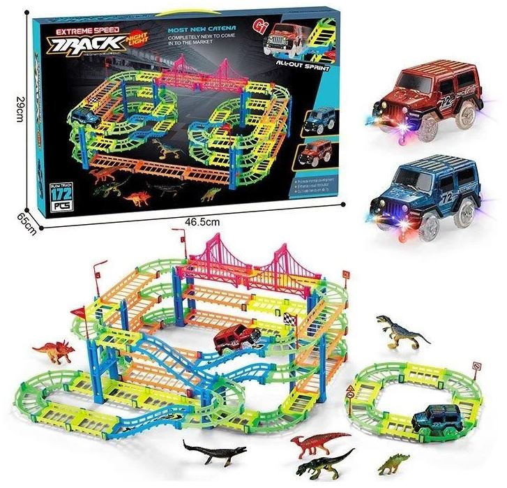 Extreme Speed Track 2816 with 2 Battery Cars & Dinosaur Figures, 172 pcs
