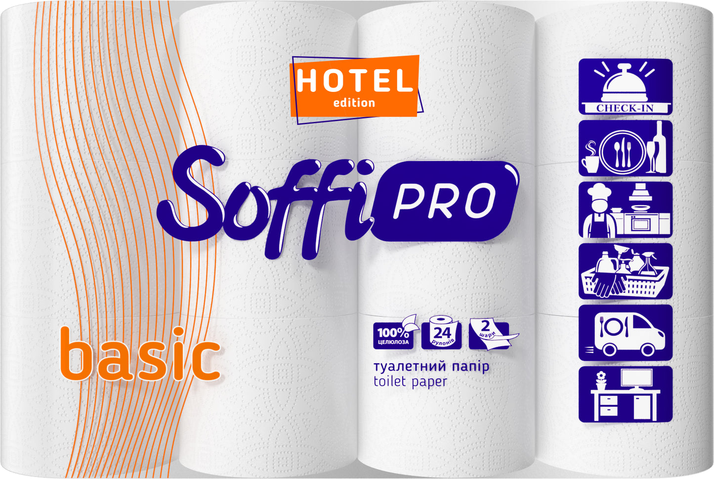 Soffipro Basic for Hotel Toilet Paper, 24 Rolls