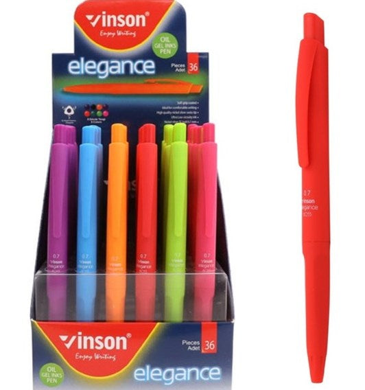 Vinson Elegance 8055 Blue Retractable Oil-Based Pen, 0.7 mm