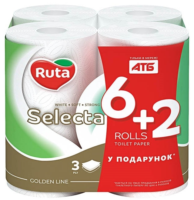 Ruta Selecta 3-Ply Toilet Paper, 8 Rolls