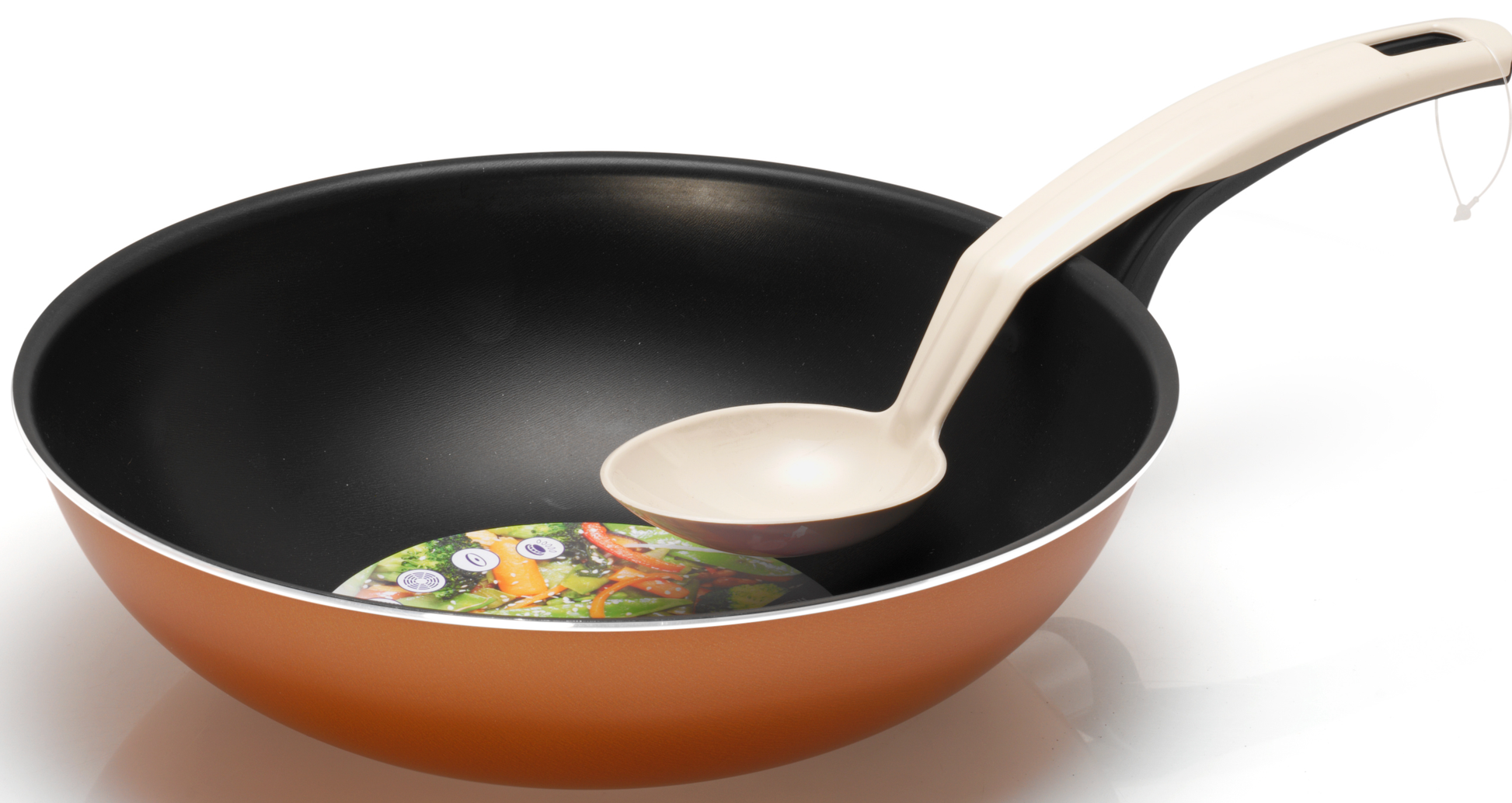 EuroGold SLSTR28C-EUI Nonstick Aluminum Wok with Spoon, 28 cm