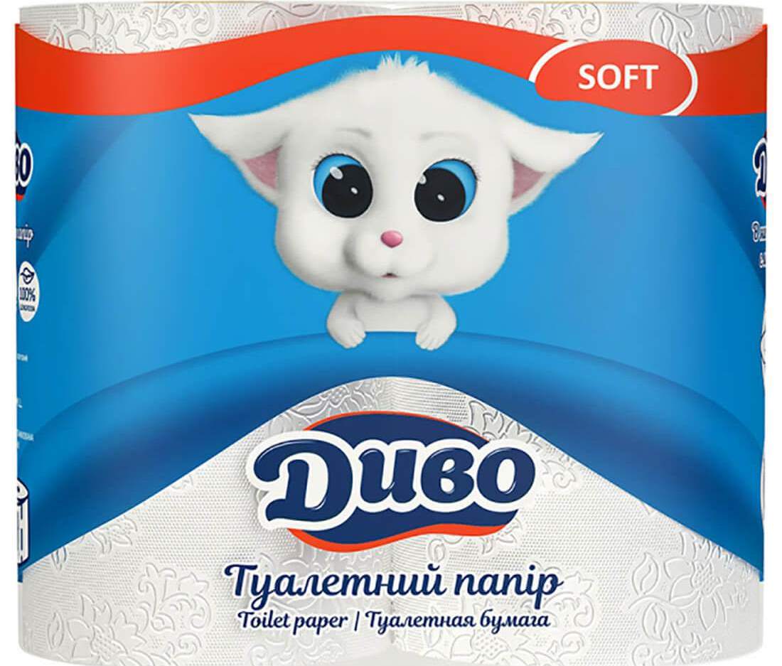 Dyvo Soft 2-Ply Toilet Paper, 4 Rolls
