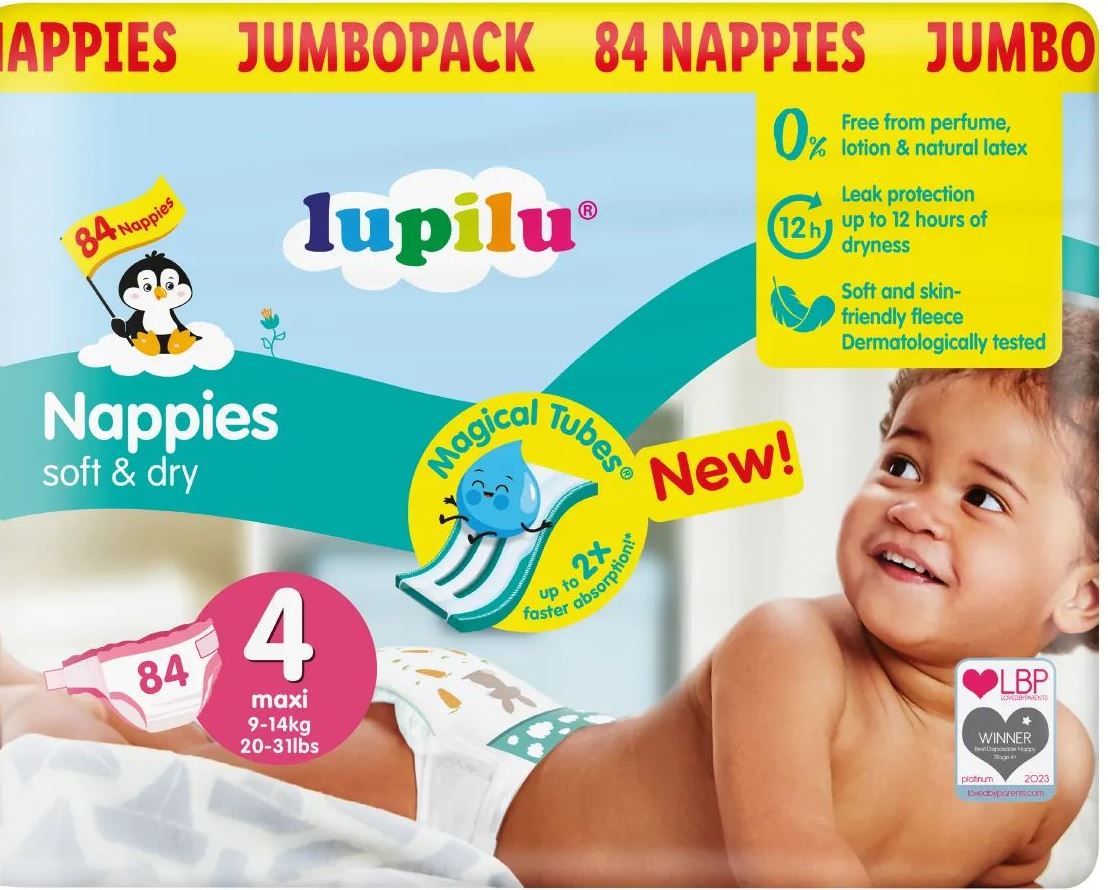 Lupilu Jumbo Pack Soft & Dry Size 4 Baby Diapers, 9-14 kg, 84 pcs