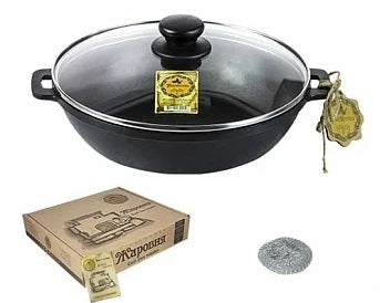 T-103S3 Cast Iron Roasting Pan with Glass Lid, 26 x 6 cm