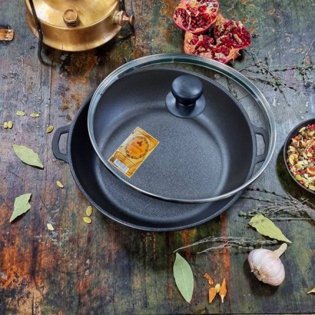 T-103S3 Cast Iron Roasting Pan with Glass Lid, 26 x 6 cm - Image 2