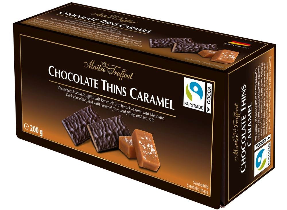 Maitre Truffout Chocolate Thins Caramel Candy, 200 g