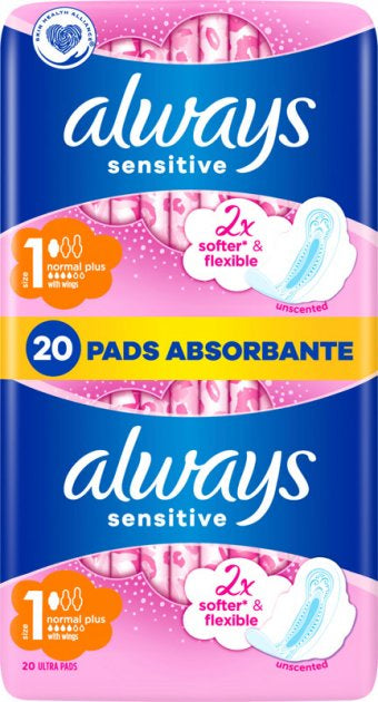 Always Ultra Sensitive Normal (Size 1) Sanitary Pads, 20 pcs