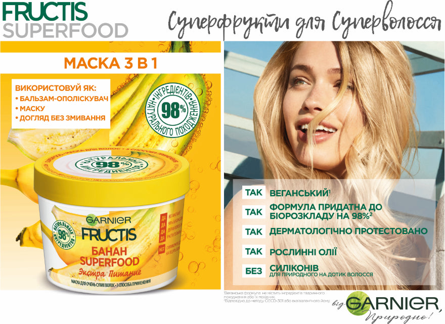 Garnier Fructis Banana Superfood Nourishing Hair Mask, 390 mL - Image 3