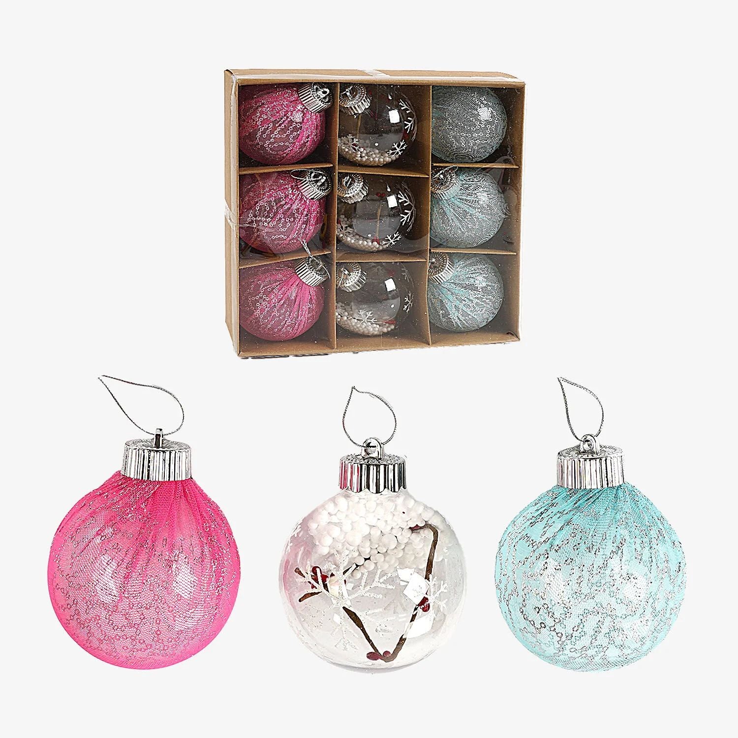 C 67515 Christmas Ball Ornaments, 8 cm Diameter, 9 pcs