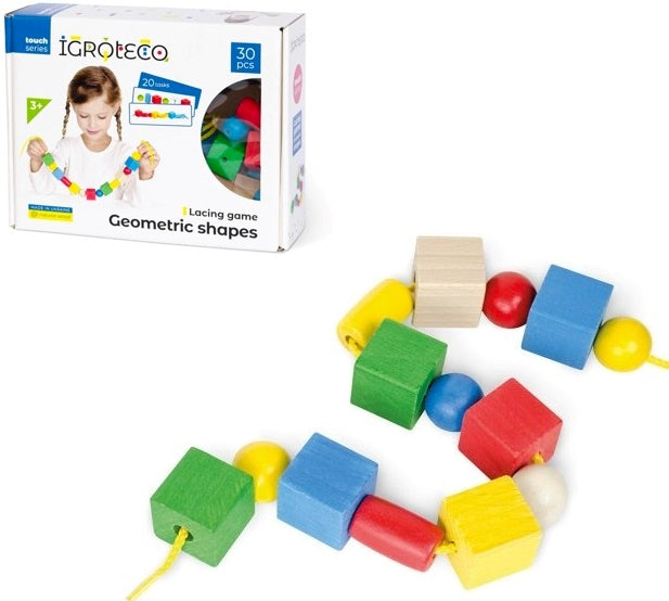 Igroteco 900019 Geometry Wooden Lacing Game, 30 pcs