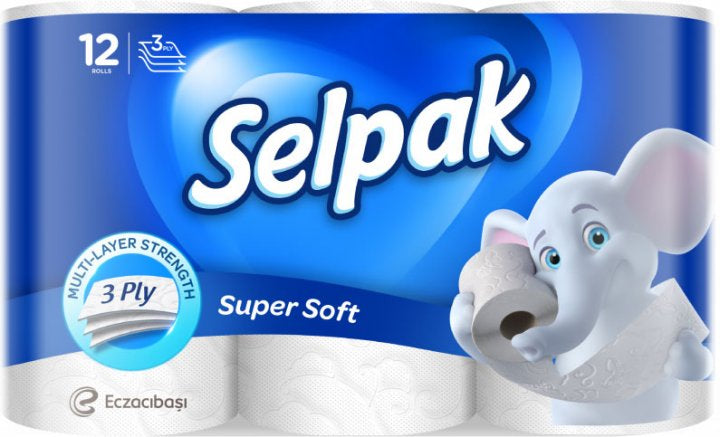 Selpak Super Soft 3-Ply Toilet Paper, 12 rolls
