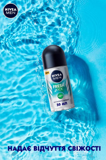 Nivea Fresh Kick Men's Roll-On Deodorant, 50 mL - Image 2