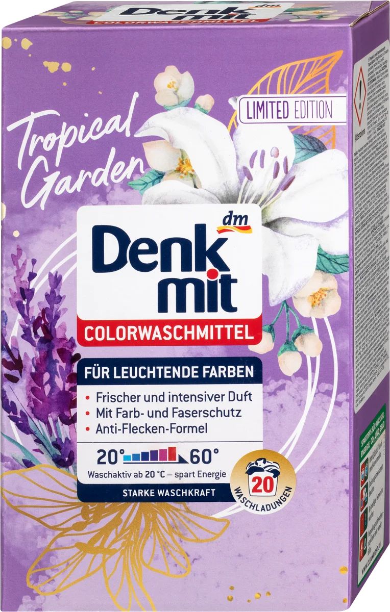 Denkmit Tropical Garden Color Laundry Detergent Powder, 20 Loads, 1.3 kg