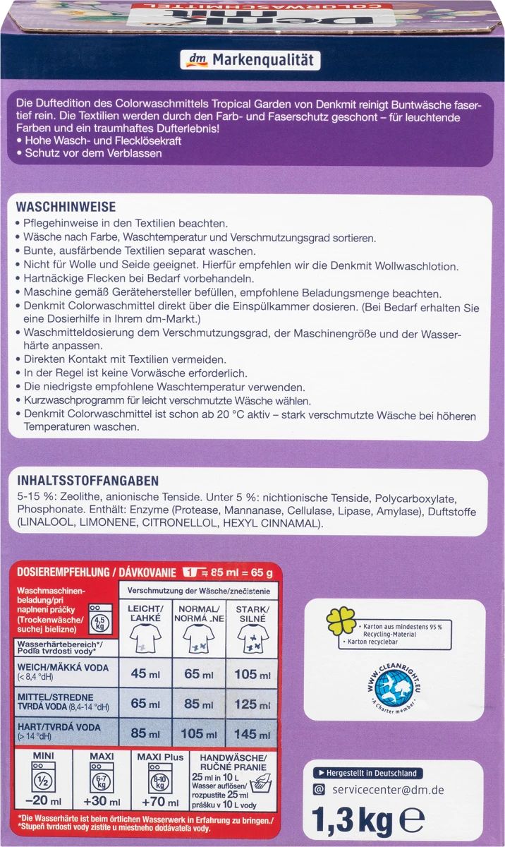 Denkmit Tropical Garden Color Laundry Detergent Powder, 20 Loads, 1.3 kg - Image 2