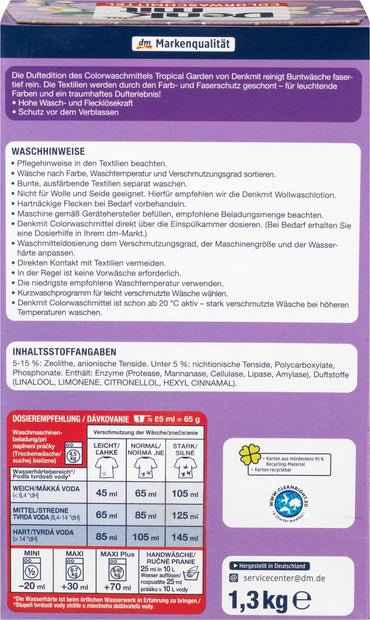 Denkmit Tropical Garden Color Laundry Detergent Powder, 20 Loads, 1.3 kg - Image 2