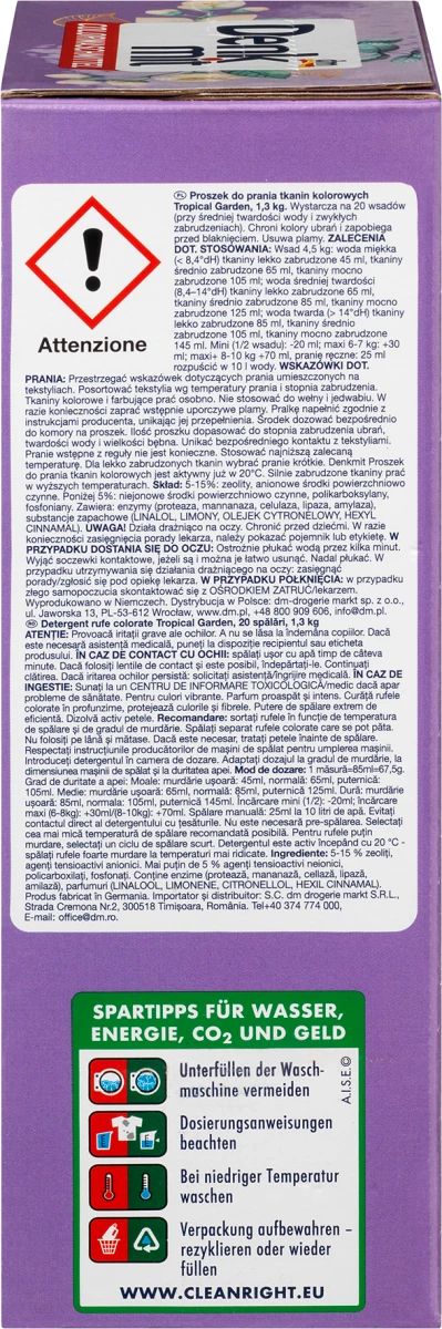 Denkmit Tropical Garden Color Laundry Detergent Powder, 20 Loads, 1.3 kg - Image 3