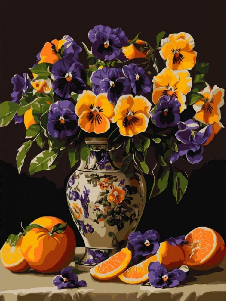 Ideyka KNO3293 Elegant Pansies Paint-by-Numbers Set, 30 x 40 cm