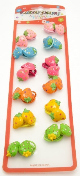 Kids Strawberry Hair Ties 5-4430, 2 pcs, 2.5 x 1.8 cm