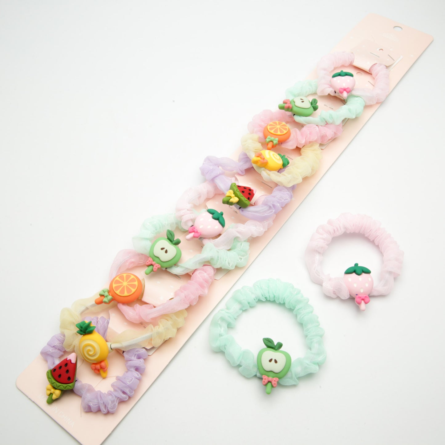 Kids Fruit Mesh Hair Tie 6-1005 (Price per 1 pc)