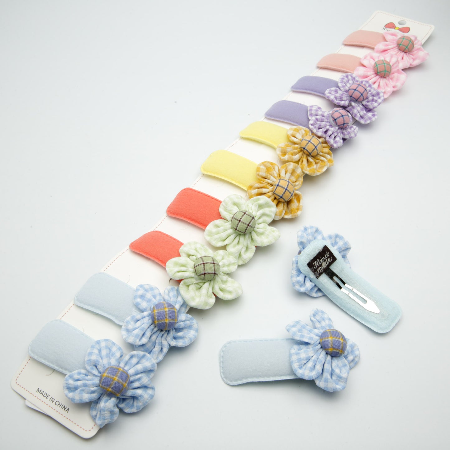 Kids Fabric Flower Snap Hair Clip 6-1034, 8 x 4.5 cm (Price per 1 pc)