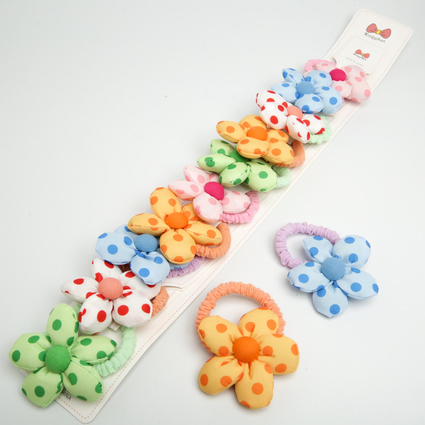Kids Fabric Flower Hair Tie 6-2900 (Price per 1 pc)