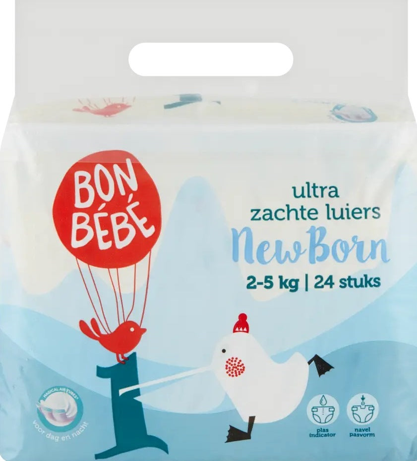 Bonbebe Newborn Size 1 Baby Diapers, 2-5 kg, 24 pcs