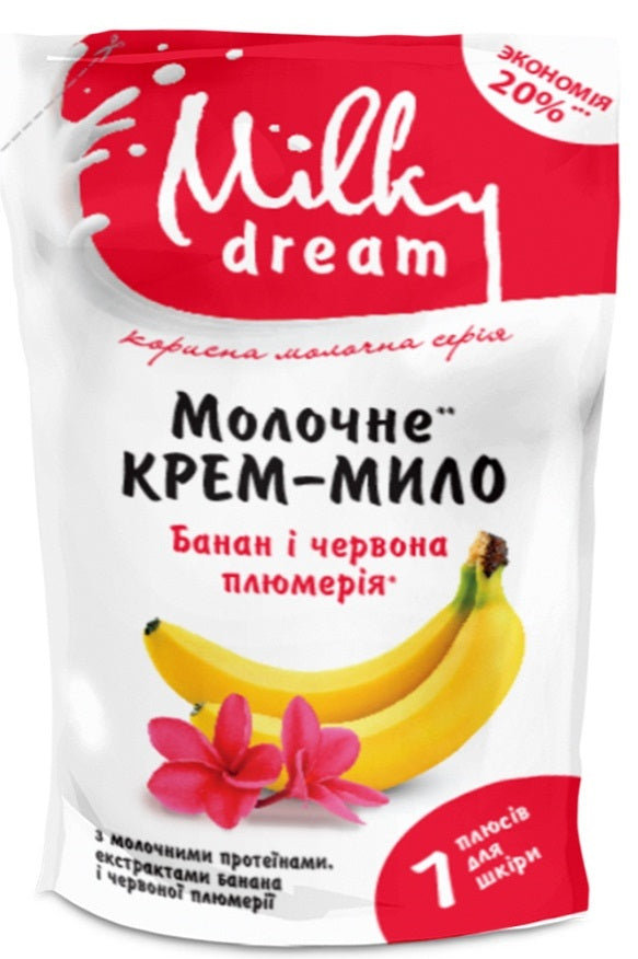 Milky Dream Banana & Red Plumeria Liquid Cream Soap Refill Pouch, 1 L