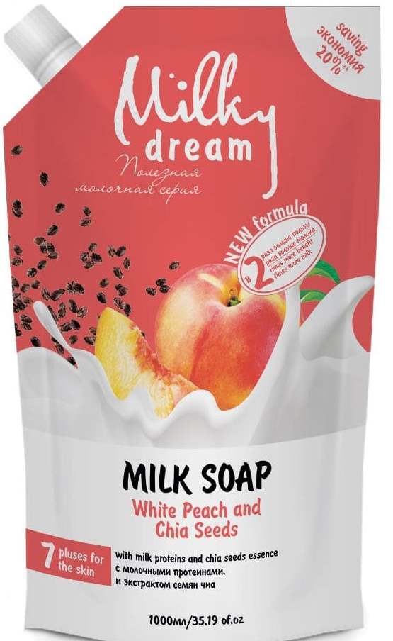 Milky Dream White Peach & Chia Seed Liquid Cream Soap Refill Pouch, 1 L