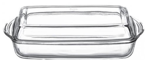 Pasabahce Borcam 59009 Rectangular Heat-Resistant Glass Casserole, 2 L + 1.375 L