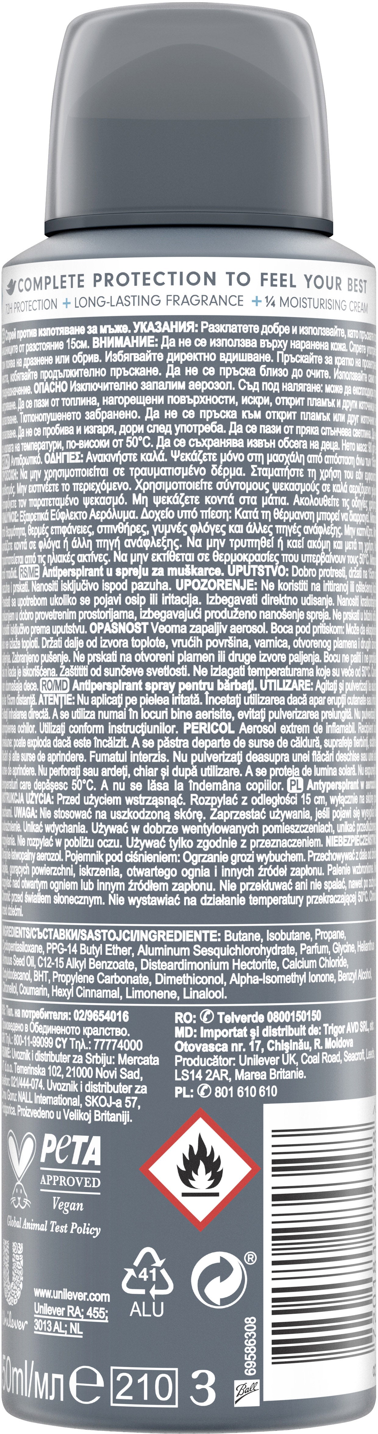 Dove Clean Comfort Men's Antiperspirant Spray, 150 mL - Image 2