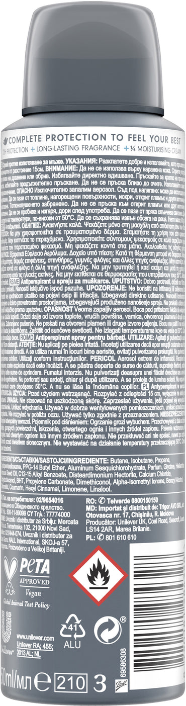 Dove Clean Comfort Men's Antiperspirant Spray, 150 mL - Image 2